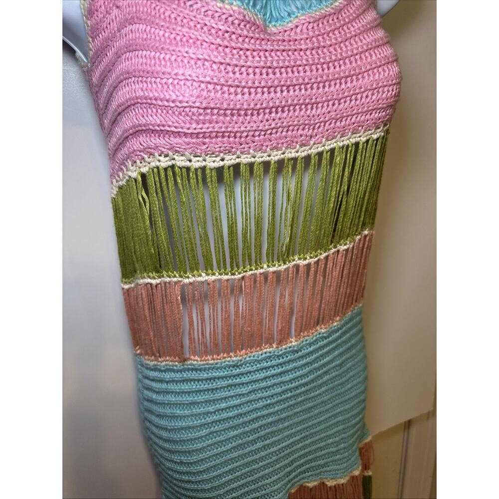 MABLE BOHO FESTIVAL CROCHET INDIE MIDI DRESS SHOW STOPPER FRINGE RESORT WEAR SM - Picture 5 of 7